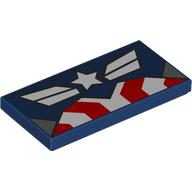 Деталь LEGO Tile 2x 4 with Captain America Chest print, Темно-синий