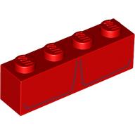 Деталь LEGO Brick 1 x 4 with 2 Dark Red Stripes Print (Red Hulk Top Torso), Красный