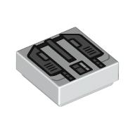 Деталь LEGO Tile 1 x 1 with Dark Bluish Grey Armor print, Белый