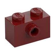 Деталь LEGO Brick Special 1 x 2 with 1 Center Stud on 1 Side, Темно-красный