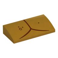 Деталь LEGO Slope Brick Curved 2 x 4 x 2/3 No Studs with Dark Red Lines, Dots (C-3PO plating) print, Жемчужно-золотой