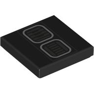 Деталь LEGO Tile 2 x 2 with 2 Dark Bluish Grey Grilles, Light Bluish Grey Border print, Черный