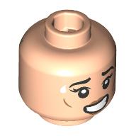 Деталь LEGO Minifig Head Merry Rumwell/Ervan Soulfallen, Think Black Eyebrows, Nervous Smile, Sweat / Green Mask, Energy Lines, Lime Eyes, Angry, Светлый телесный