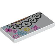 Деталь LEGO Tile 2 x 4 with Flowers, Butterflies, White Pearl Necklace print, Белый