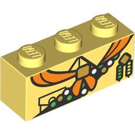 Деталь LEGO Brick 1 x 3 with Orange Handkerchief, Merit Badge Sash print, Ярко-светло-желтый