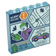 Деталь LEGO Panel 1 x 6 x 5 with Monitor, 'ALERT',  Joker, Car,  Map, Crystal print, Прозрачный светло-голубой