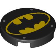 Деталь LEGO Tile Round 2 x 2 with Yellow Batman Logo print, Черный