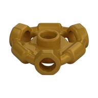 Деталь LEGO Plate Special 1 x 1 with Hole Through Stud, 3 Bars and 3 Bar Holes, Жемчужно-золотой