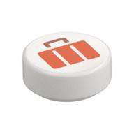 Tile Round 1 x 1 with Reddish Orange Suitcase print