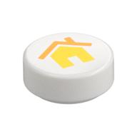 Tile Round 1 x 1 with Yellow House print
