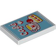 Деталь LEGO Tile 2 x 3 with White/Red 'cafe', Coffee, Cake print, Белый