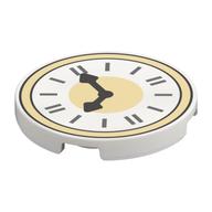 Tile Round 3 x 3 with Clock, Tan Border print