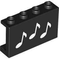 Panel 1 x 4 x 2 with White Music Notes print