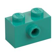 Деталь LEGO Кирпичик специальный 1 x 2, с одним центральным штырьком на одной стороне, Темно-бирюзовый