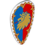 Деталь LEGO Minifig Shield Ovoid with Gold Lion On Red/Blue Field print, Белый