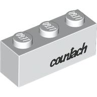 Деталь LEGO Brick 1 x 3 with Black 'countach' print, Белый