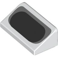 Деталь LEGO Slope 30° 1 x 2 x 2/3 with Black and Dark Bluish Grey Oval print, Белый