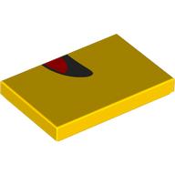 Деталь LEGO Tile 2 x 3 with Half Mouth, Smiling print, Желтый