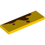 Деталь LEGO Tile 2 x 6 with 2 Small, 1 Large Reddish Brown Splotches print, Желтый
