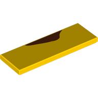 Деталь LEGO Tile 2 x 6 with Reddish Brown Splotch on Edge print, Желтый