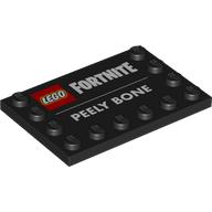 Деталь LEGO Plate Special 4 x 6 with Studs on 3 Edges with 'LEGO FORTNIYE PEELY BONE' print, Черный
