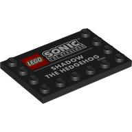 Деталь LEGO Plate Special 4 x 6 with Studs on 3 Edges with 'LEGO SONIC', 'SHADOW THE HEDGEHOG' print, Черный