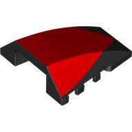Деталь LEGO Wedge Curved 4 x 4 No Top Studs with Red Surface print, Черный