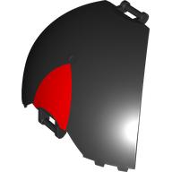 Деталь LEGO Panel Curved, Quarter, with Bars at Each End with Red Triangle print, Черный