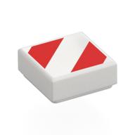 Деталь LEGO Tile 1 x 1 with Red Danger Stripes print, Белый