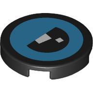 Tile Round 2 x 2 with Dark Azure Brickheadz Eye, Black Pupil print