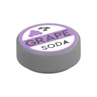 Tile Round 1 x 1 with Lavender Grape Soda Bottle Cap print