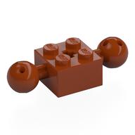 Деталь LEGO Technic Brick Special 2 x 2 with 10.2mm Balls with Holes and Axle Hole, Темно-оранжевый