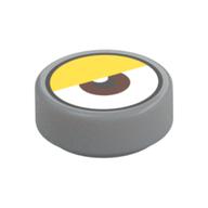 Tile Round 1 x 1 with Reddish Brown Eye Center, Yellow Eyelid print