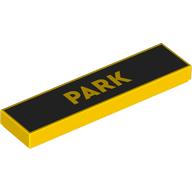 Деталь LEGO Tile 1 x 4 with 'PARK' on Black Background print, Желтый