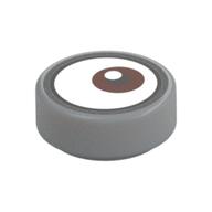Tile Round 1 x 1 with Reddish Brown Eye Looking Left (White Dot on Top) Print
