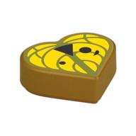 Деталь LEGO Tile 1 x 1 Heart with Yellow Leave, Face print (Korok), Жемчужно-золотой