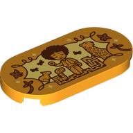 Tile Round 2 x 4 with Antonio, Animals on Bright Light Yellow Background print