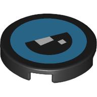 Tile Round 2 x 2 with Dark Azure Brickheadz Eye, Black Pupil print