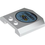 Деталь LEGO Slope Curved 4 x 4 x 2/3 Triple Curved with with 'SUBMERGED', Submarine in Light Blue Circle print, Белый