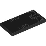 Деталь LEGO Tile 2 x 4 with Light Bluish Grey Lines print, Черный