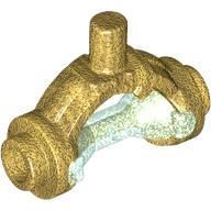 Деталь LEGO Weapon Hilt with Bar, Hourglass Opal Trans-Light Blue, Жемчужно-золотой