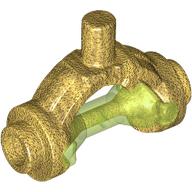Деталь LEGO Weapon Hilt with Bar, Hourglass Trans-Bright Green, Жемчужно-золотой