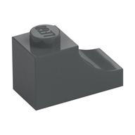 Деталь LEGO Brick Curved 2 x 1 with Inverted Cutout, Темный сине-серый