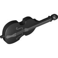 Деталь LEGO Musical Instrument Double Bass with Silver Strings, Dark Bluish Holes print, Черный