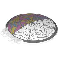 Деталь LEGO Dish 8 x 8 with Click Hinges with Window, Spiderweb, One Side Colored In print, Прозрачный бесцветный