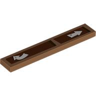 Деталь LEGO Tile 1 x 6 with White Arrows on Reddish Brown Backgrounds print, Средне-темный телесный