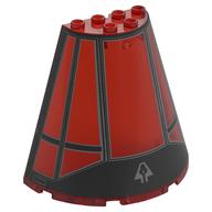 Деталь LEGO Cone Half 8 x 4 x 6 with Black Cockpit Print, Прозрачный красный