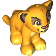 Деталь LEGO Animal, Big Cat Cub with Medium Nougat Eyeshadows, Dark Pink Nose, Bright Light Yellow Nose, Toes print, Ярко-светло-оранжевый