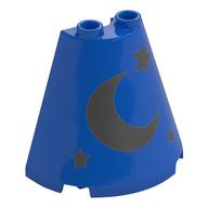 Деталь LEGO Cone Half 2 x 4 x 3 with Silver Moon, Stars print, Голубой