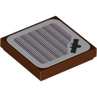 Деталь LEGO Tile 2 x 2 with Seesaw and Barcode Print (Sticker), Красно-коричневый